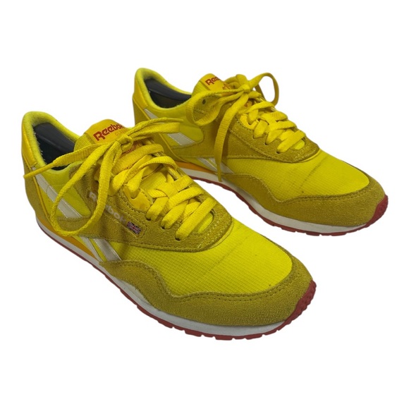 Reebok Classic Nylon Yellow Red Retro Sneakers Women’s 8.5 EU 39 - Picture 1 of 8